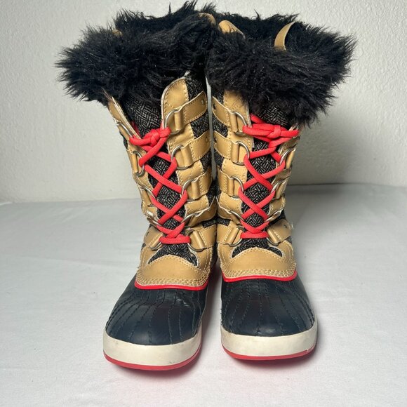 Sorel Tofino Herringbone Winter Boot  Faux Fur Black Tan Red 6.5 - Picture 7 of 13